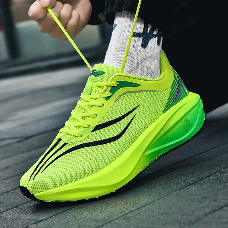 Carbon Plate Athletic Shoes 2025 New Release Unisex Shock-Absorbing Running Footwear for Fitness & Test Use