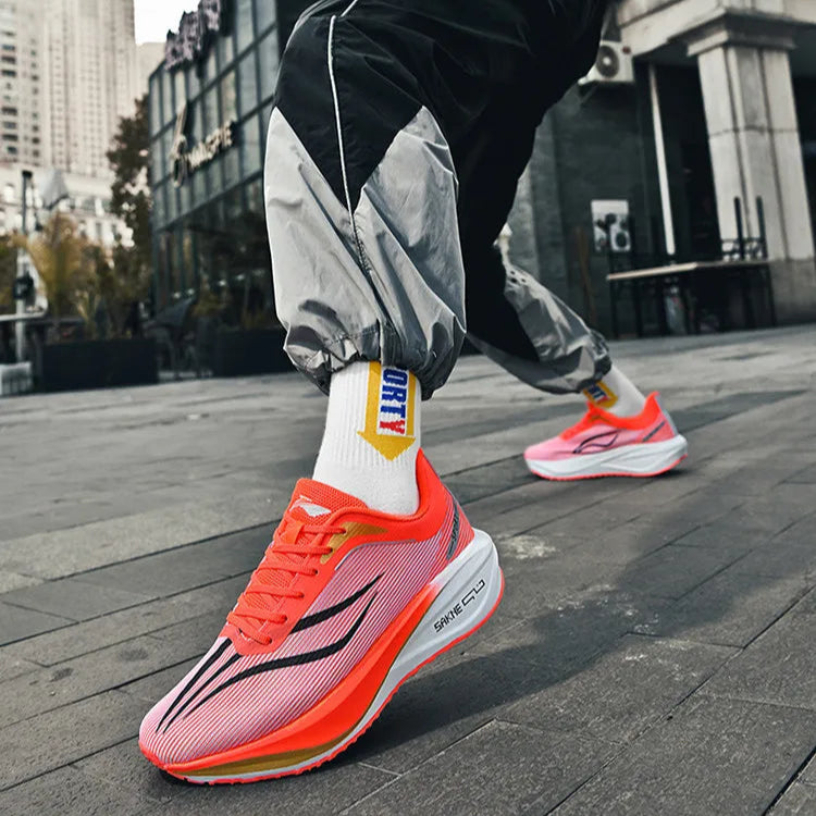 Carbon Plate Athletic Shoes 2025 New Release Unisex Shock-Absorbing Running Footwear for Fitness & Test Use