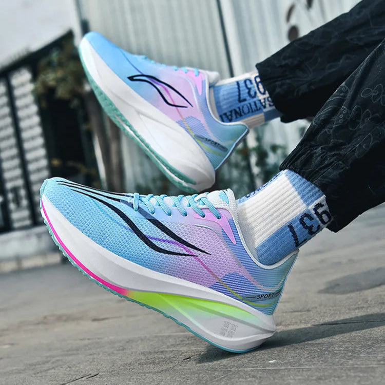 Carbon Plate Athletic Shoes 2025 New Release Unisex Shock-Absorbing Running Footwear for Fitness & Test Use