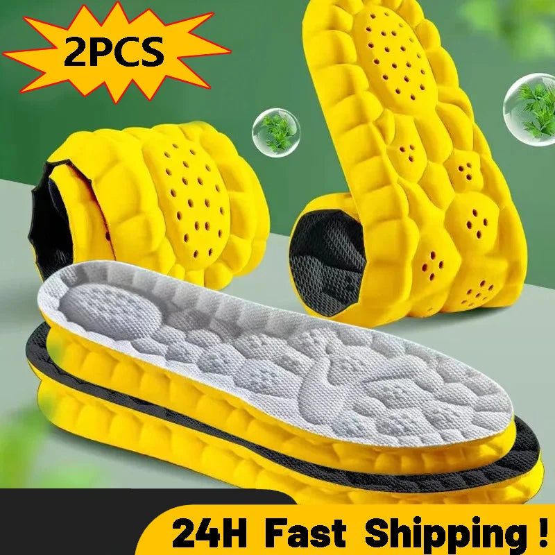 4D Cloud Technology Sports Insoles for Shoes PU Sole Soft Breathable Shock Absorption Cushion Running Orthopedic Care Insoles