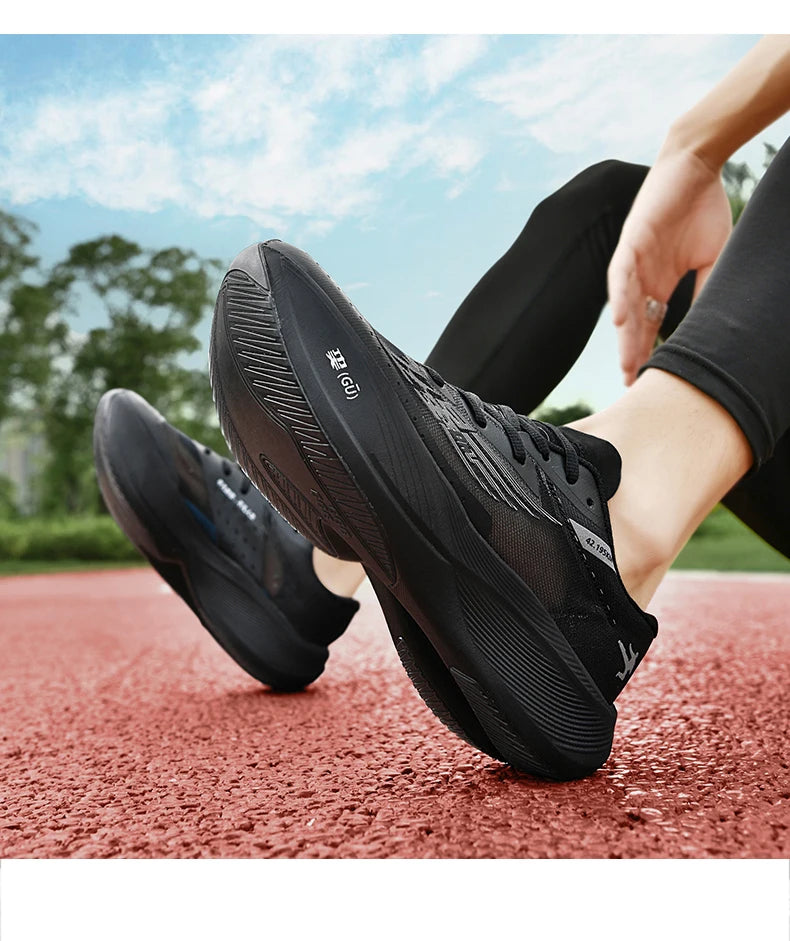 Homens confortáveis malha respirável tênis ultra-leve placa de carbono tênis feminino maratona sapatos de corrida sapato de treinamento de luxo