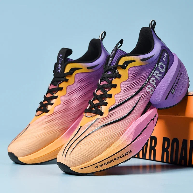 Tênis masculino placa de carbono maratona corrida amortecimento anti-deslizamento tênis de corrida de sola grossa resistente ao desgaste casal tênis