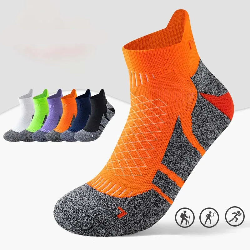 2025 Professional Marathon Running Sock Men Women Sports Fitness Thickened Cushioned Short Tube Low Cut Boat Ankle Socks